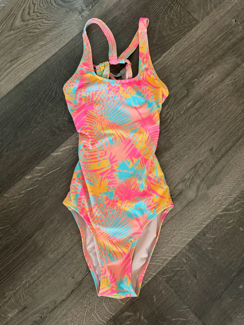art class Neon Pink, Yellow & Aqua Stripe Swimsuit